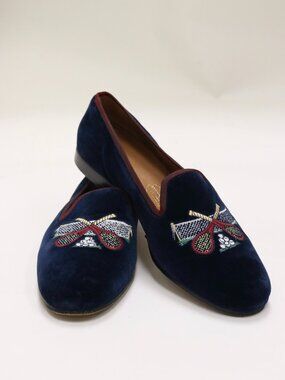 Stubbs & Wootton Navy Velvet Size 6 Tennis Loafers